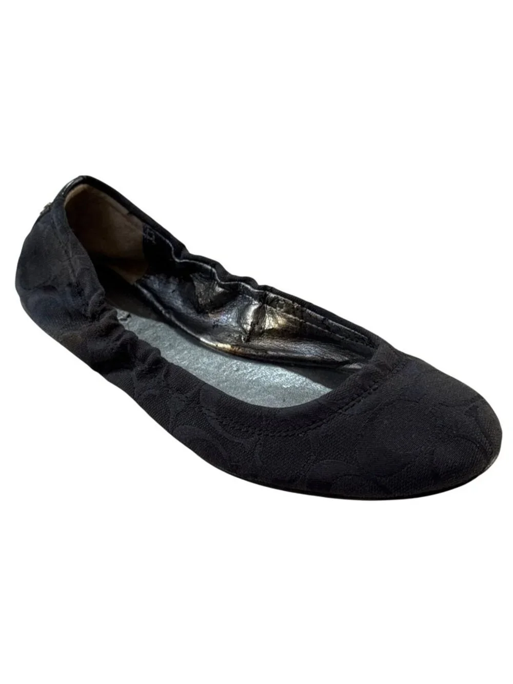 Coach Black Slip-On Flats With Signature Pattern - Womens Size 8B